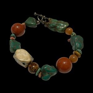 8” Natural stone & Plastic Beads multicolor Bracelet #301